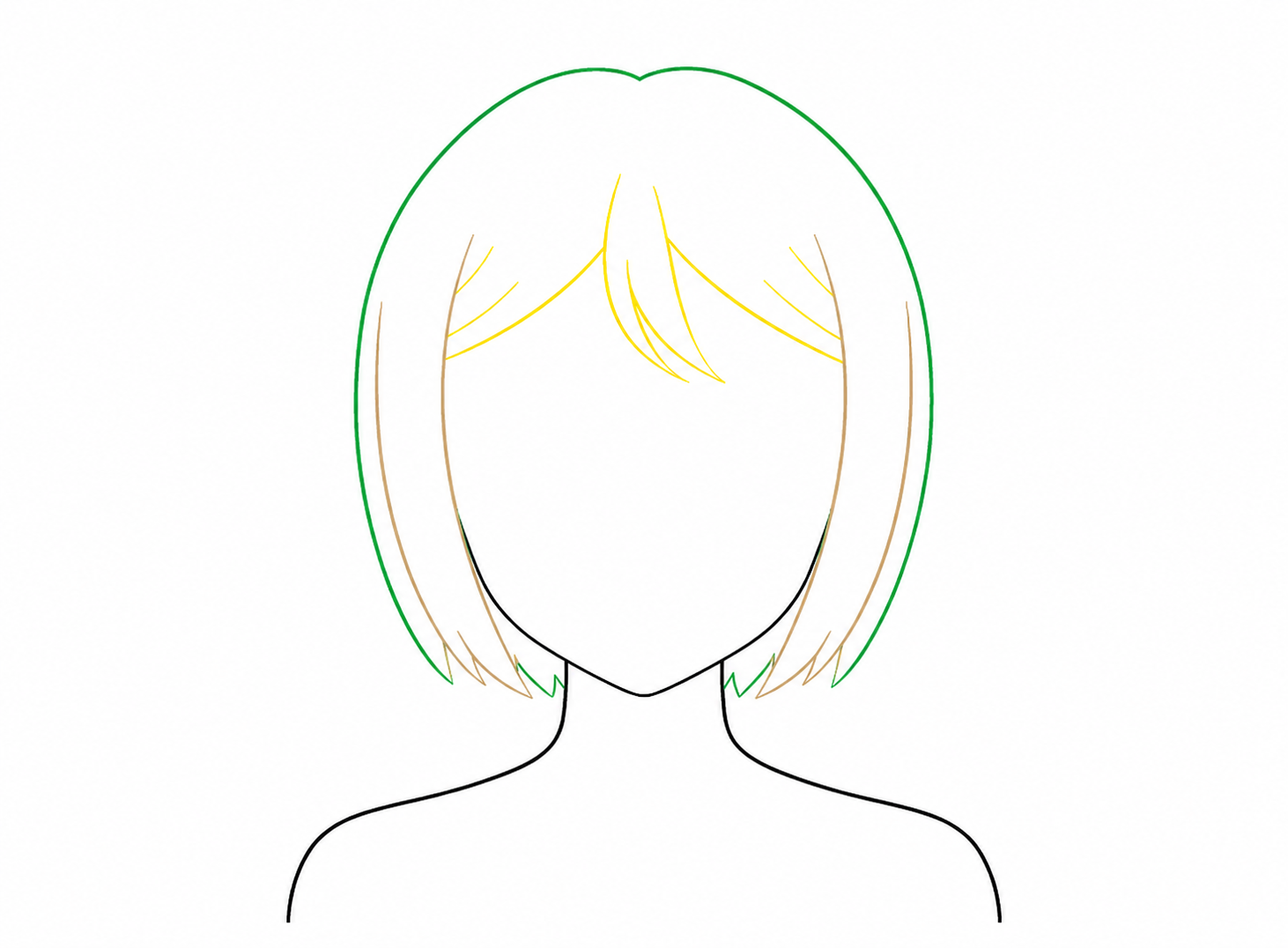 Dessin de cheveux manga soigneusement peignés