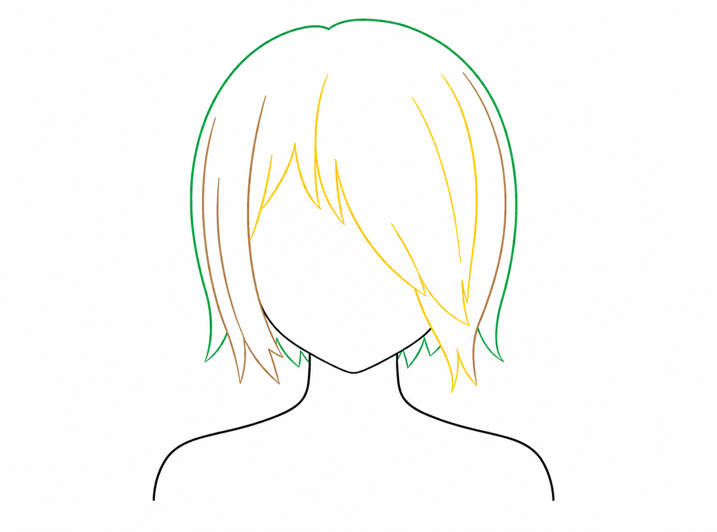 Dessin de cheveux manga couvrant un œil