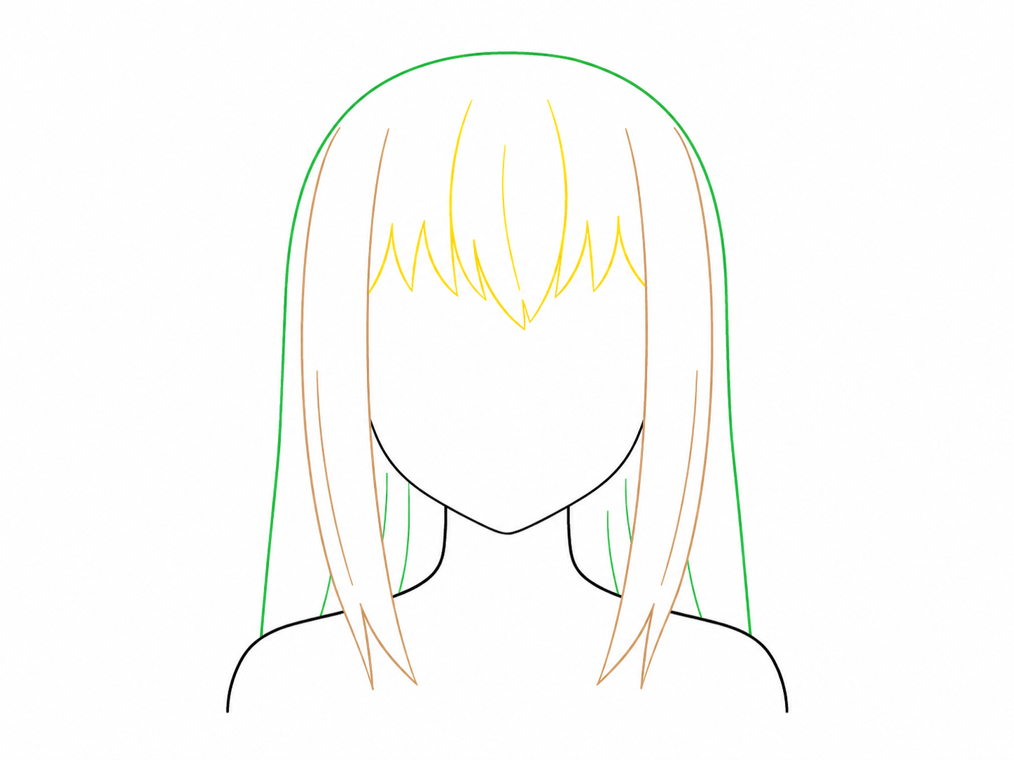 dessin de longs cheveux manga