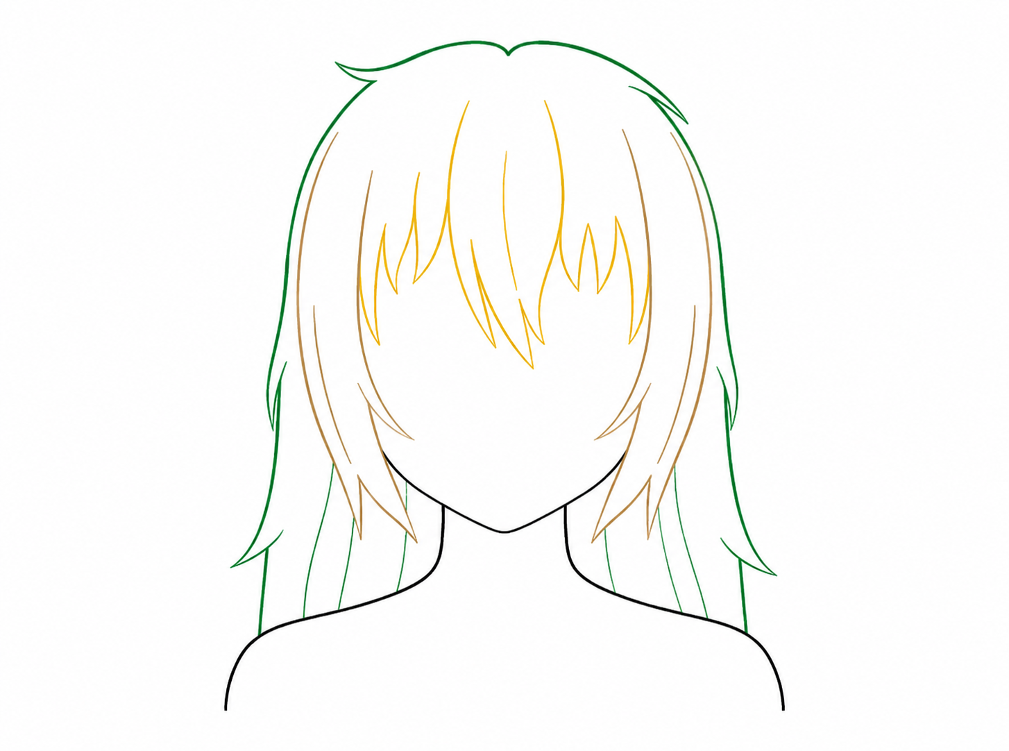 dessin de longs cheveux manga