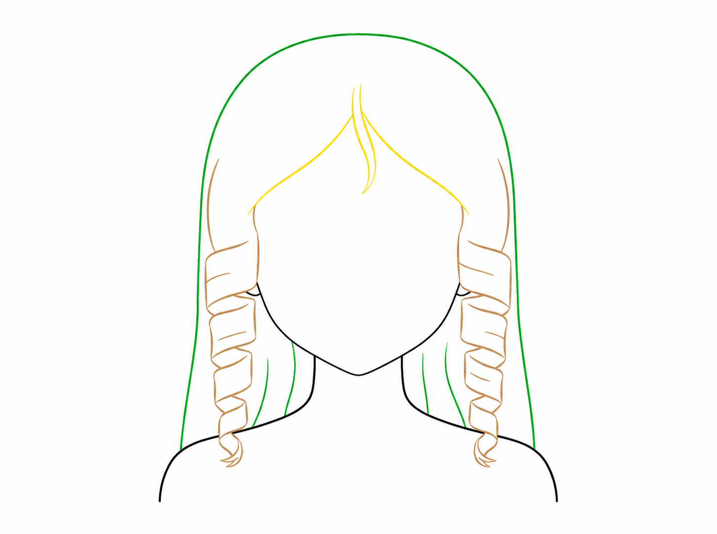 Décomposition du dessin de cheveux manga bouclés