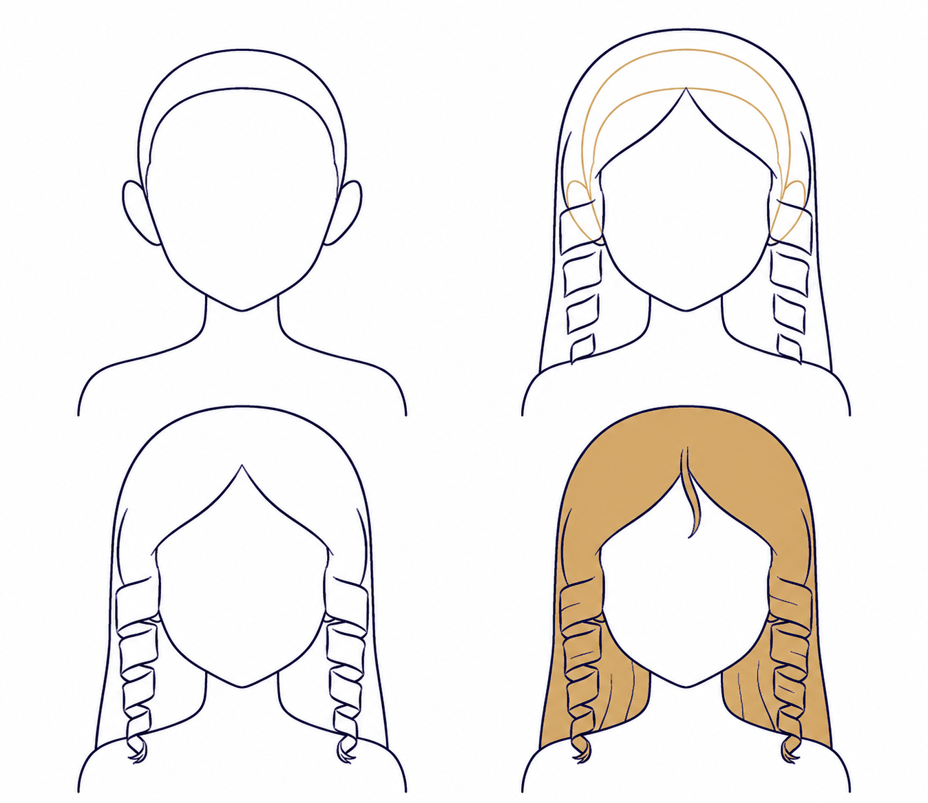 Dessin de cheveux manga bouclés étape par étape
