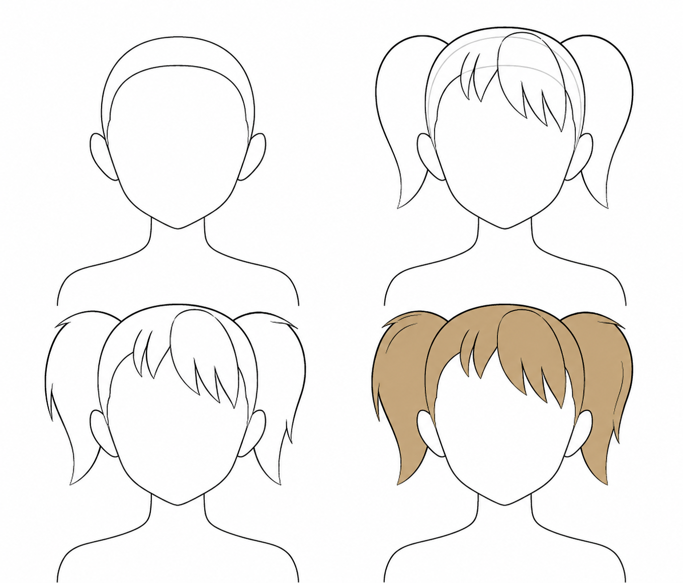 Dessin de couettes manga étape par étape