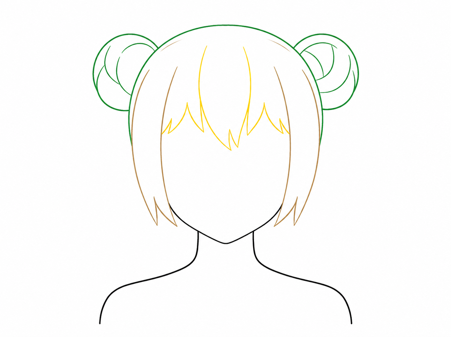 Décomposition du dessin de chignons manga